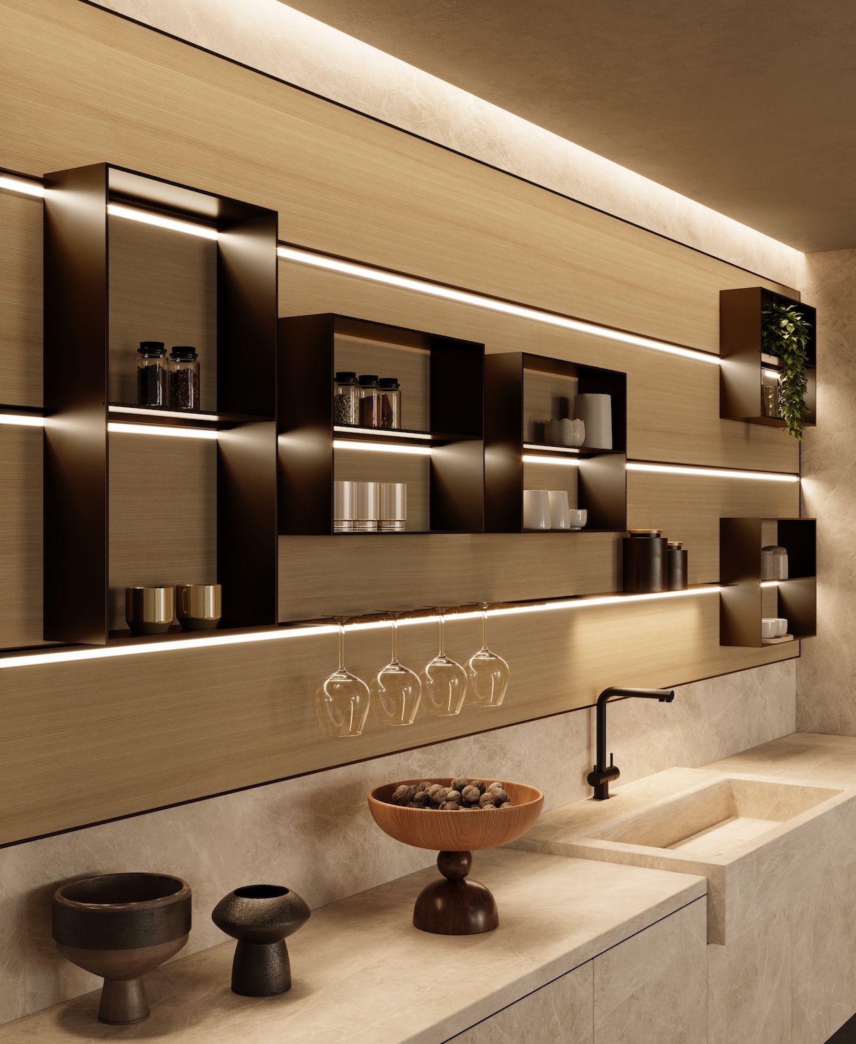 Mensole a vista nella cucina zecchinon